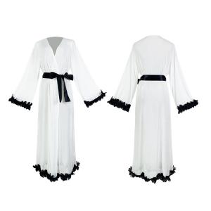 روب نسائي شفاف من الشباك مع زهور - لانجري عرايس صيفي أنيق بحزام أسود